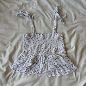 White and Blue Patterned Women's Top